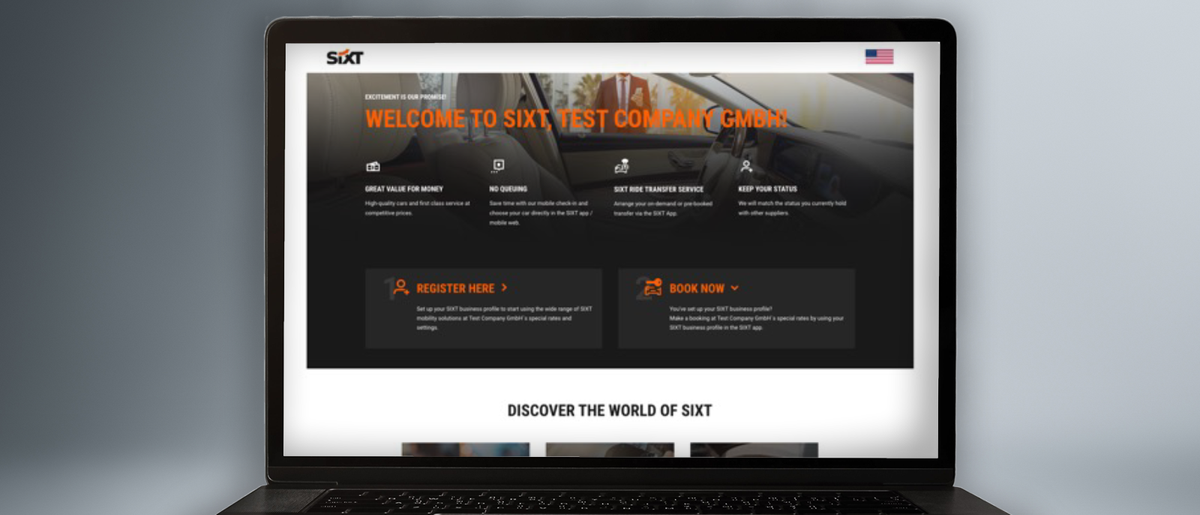 Screenshot eines Laptops mit dem SIXT business Profil