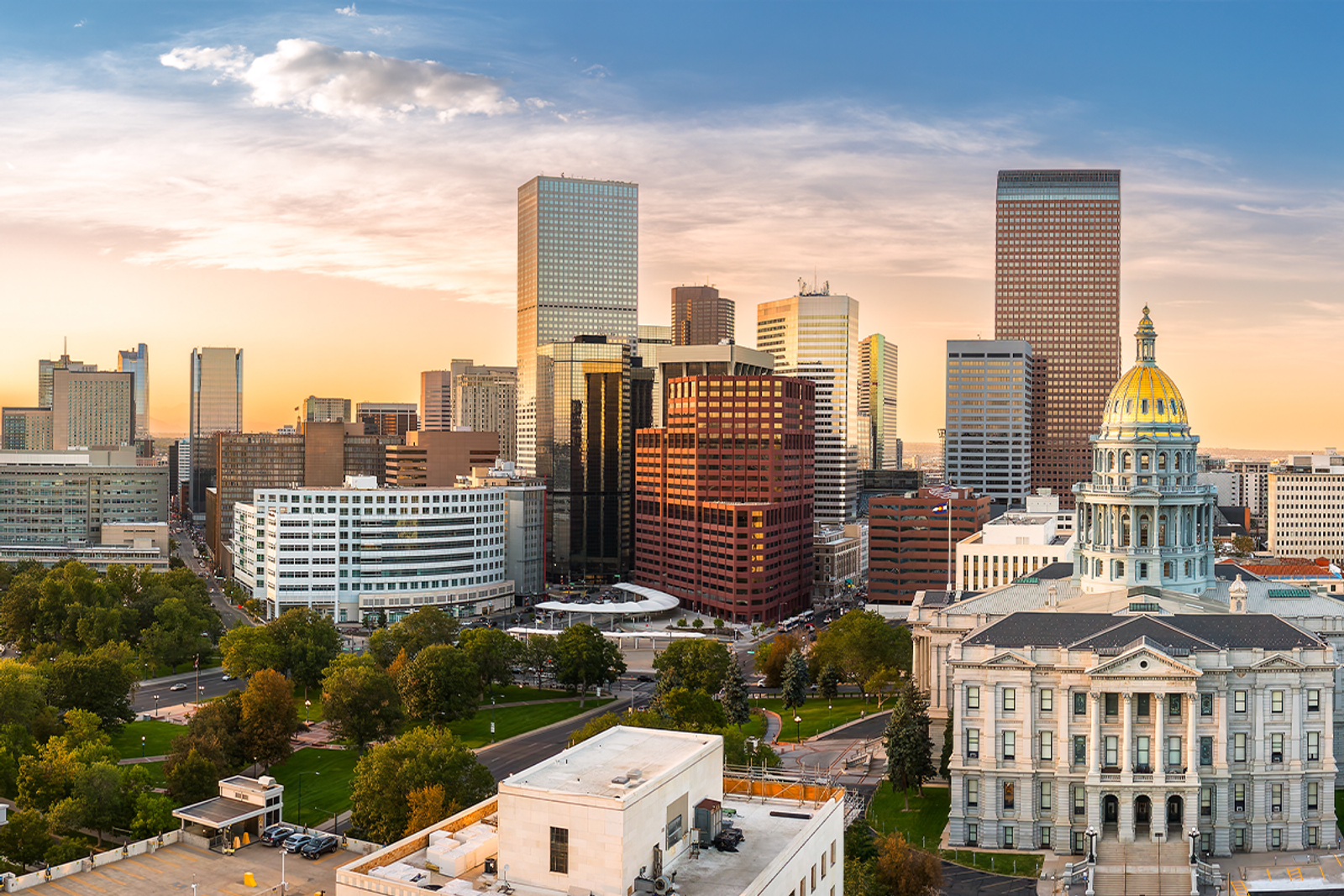 skyline of Denver during night