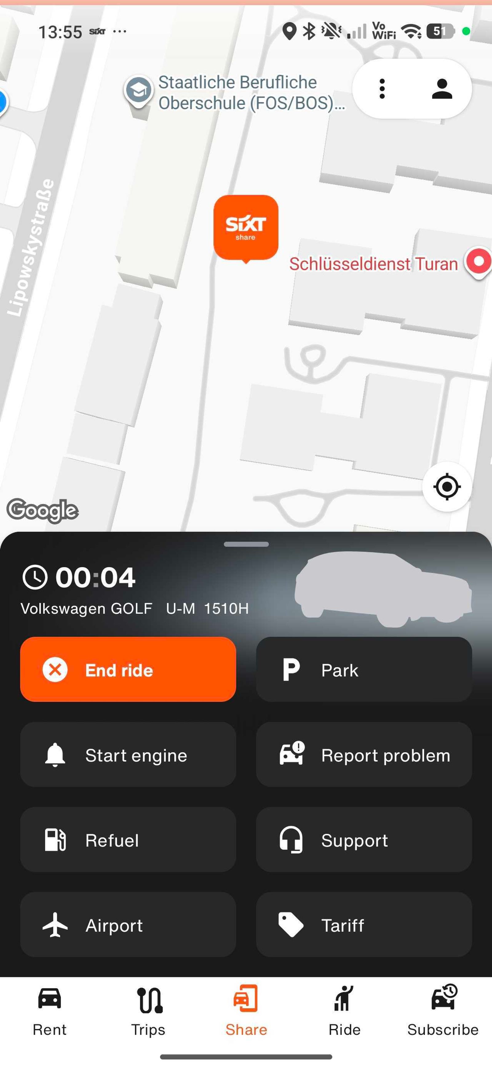 park and end your car sharing trip