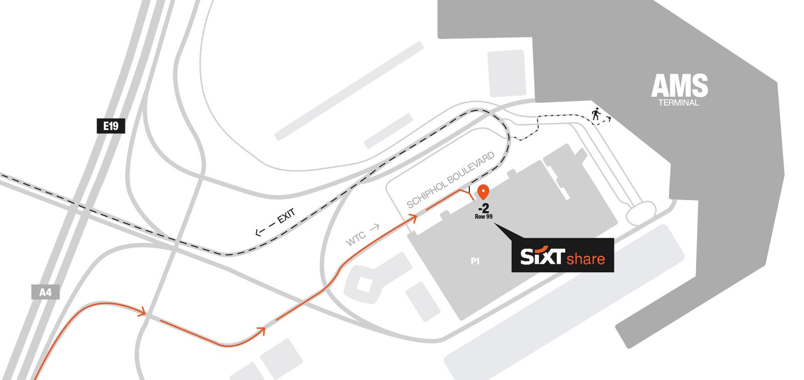 Amsterdam Schiphol SIXT share parken