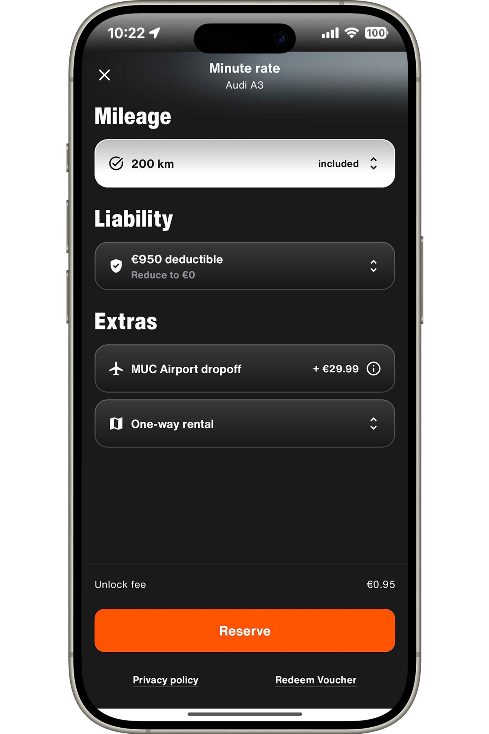 flexible car sharing from 1 minute up to 7 days
