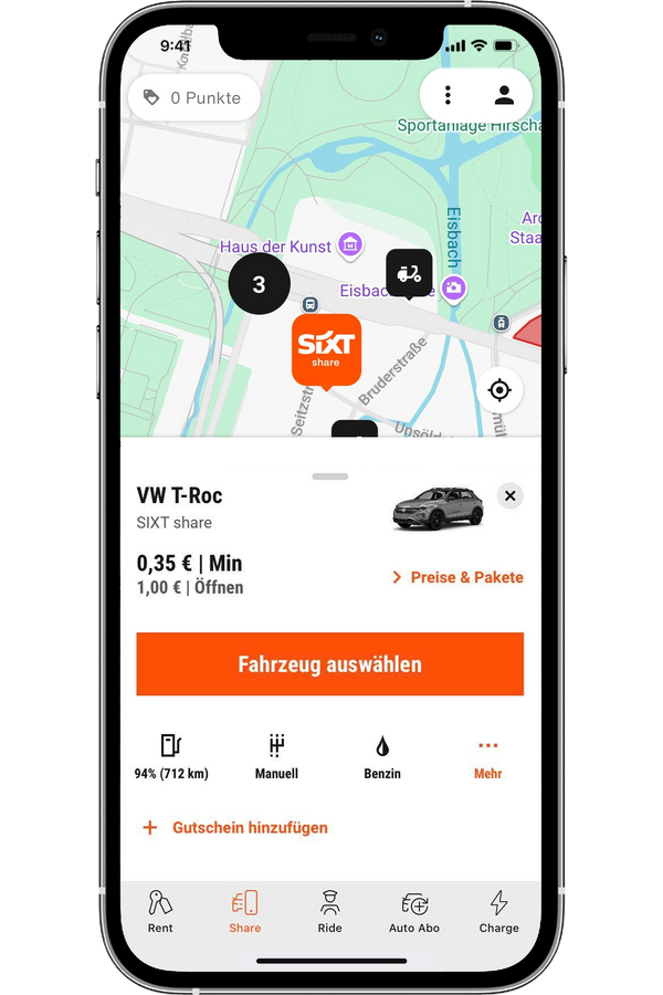 SIXT APP share carsharing