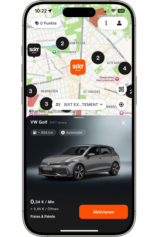 SIXT APP share carsharing