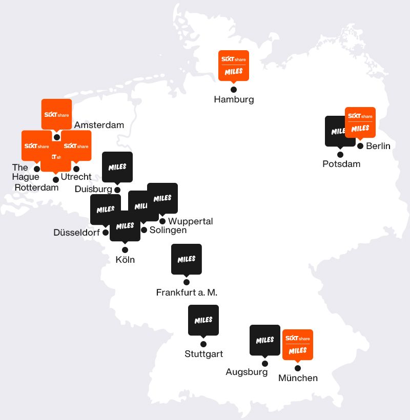 car sharing locations in Germany and Netherlands