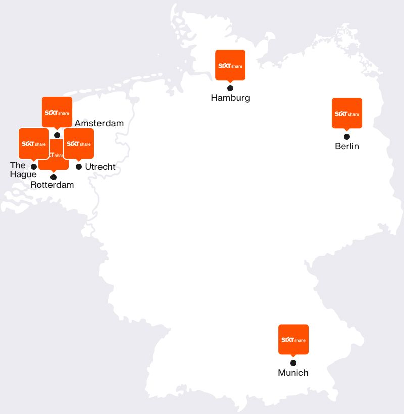 car sharing locations in Germany and Netherlands